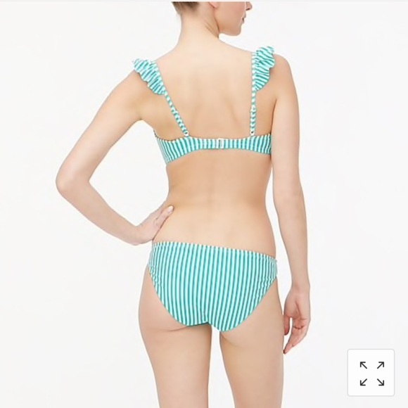 J Crew French Bikini Bottom Nika Stripe green white AO450 NWT XS - Picture 4 of 4